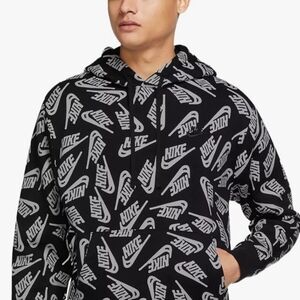 Nike Black Hoodie with White Logo Pattern